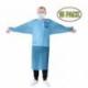 EINSEO Disposable Blue Robes. Pack of 15 Adult Clothing Regular. CPE Robes with Long Sleeves, Waist Ties, Apron-Style Neck. Over-The-Head, Open-Back Coats. Poly Coated Clothing.