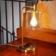 Houtiu Elizabeth Office Desk Lamp - Wireless Charging Pad and USB Port – Living Room Table Light for Midcentury, Industrial & Farmhouse Decor - Hanging Glass Shade - LED Bulb - Brass Gold Color