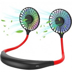 Xudaii Personal Neck Fan - Hands Free Cooling Fan with Strong Airflow Dual Wind Head, USB Rechargeable Mini Portable Fans with LED Light for Travel Office Home Sports