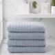 MAJJAKJH 100% Cotton 4 Piece Bath Towels | Flax Brown | Stripe Textured | Supersoft & Durable | Highly Absorbent & Quick Dry | Ideal for Everyday Use | Machine Washable