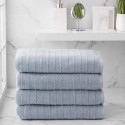 MAJJAKJH 100% Cotton 4 Piece Bath Towels | Flax Brown | Stripe Textured | Supersoft & Durable | Highly Absorbent & Quick Dry | Ideal for Everyday Use | Machine Washable