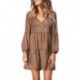 LiuZhuQin Womens Leopard Tunic Dress Lantern Sleeve V Neck Casual Loose Flowy Swing Shift Dresses S-XL