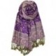 Grumat Soft Silky Reversible Paisley Pashmina Shawl Wrap Scarf with fringed edges