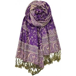 Grumat Soft Silky Reversible Paisley Pashmina Shawl Wrap Scarf with fringed edges