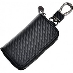 SIMAIER Car Key Wallet Case Leather Car Key Chain Coin Holder Zipper Key Case (Black)