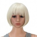Gelante 10 Inch Short Straight Bob Wig with Bangs Synthetic Colorful Cosplay Daily Party Flapper Wig for Women and Kids with Wig Cap (Platinum Blonde)
