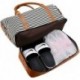 KVUSSN Travel Bag Carry on Overnight Duffel for Women, Carrying Travel Bags for Ladies, Large Canvas& PU Leather with Shoe Compartment Duffle (Black White Strips)