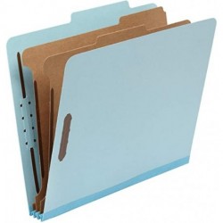 CPPZDP Classification Folder- 100% Recycled, 2 Dividers, 2" Embedded, Letter, Light Blue, 10 per Box