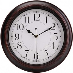 LPRECO Bronze Retro Decorative Quartz Wall Clock Silent Non-Ticking Battery Operated Quartz Classic Round Wall Clock