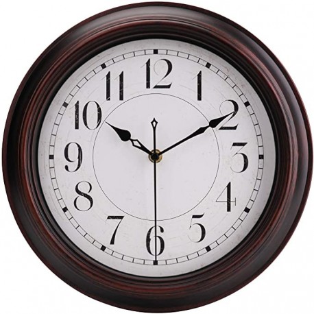 LPRECO Bronze Retro Decorative Quartz Wall Clock Silent Non-Ticking Battery Operated Quartz Classic Round Wall Clock