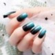 Tuvaaz 24pcs 12 Different Size Simple Gardient Blue Black Medium Length Square Full Cover False Nails with Design