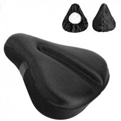 Bueuo Large Soft Bike Seat Cover, Wide Gel Soft Pad Exercise Bike Seat Cushion, Wide Foam bicycle Seat Cushion, Fits Cruiser, Stationary Bikes, Outdoor Indoor Cycling (With Waterproof Bike Saddle Cover)