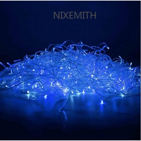 NIXEMITH  500 LED Christmas String Lights Lamp for Wedding Party Fairy Decoration 100 Meters (328feet) 8 Modes Memory Function 29V (Blue and White)