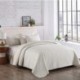 AbcBed HOME Queen Quilt Set, 3-Piece Solid Lightweight Quilt Bedding Cover Bedspread Set(Snow White)
