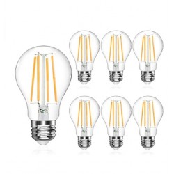 Elhould  A19 LED Light Bulb, LED Filament Bulbs, 6W(Equivalent 60 Watt), Dimmable, 2700K Soft White, E26 Medium Base Led Bulb, Standard Replacement, Pack of 6