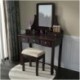 BUNDMAN anity Set with Mirror Dressing Table Vanity Makeup Table 5 Drawers/Dividers Movable Organizers,Espresso