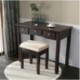 BUNDMAN anity Set with Mirror Dressing Table Vanity Makeup Table 5 Drawers/Dividers Movable Organizers,Espresso