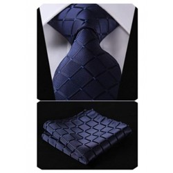 Hamani Plaid Polka Dots Stripe Tie Handkerchief Woven Classic Men's Necktie & Pocket Square Set