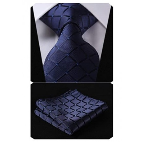 Hamani Plaid Polka Dots Stripe Tie Handkerchief Woven Classic Men's Necktie & Pocket Square Set