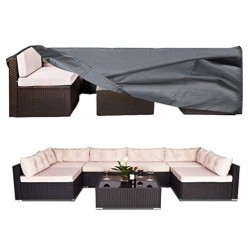 OZOV 100% Waterproof Patio Furniture Cover, Fits 8-12 Seat, Anti-UV Snow-Proof Outdoor Sectional Furniture Cover, Rectangular Table Chairs Set Covers with Windproof Buckles Air Vents (126x63x28 in)