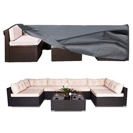 OZOV 100% Waterproof Patio Furniture Cover, Fits 8-12 Seat, Anti-UV Snow-Proof Outdoor Sectional Furniture Cover, Rectangular Table Chairs Set Covers with Windproof Buckles Air Vents (126x63x28 in)