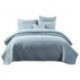 OWNVOUGE Solid Seafoam Blue Green Soothing Pastel Soft Cotton Geometric Diamond Stitch Pattern Lightweight Quilted Bedspread 2 Piece