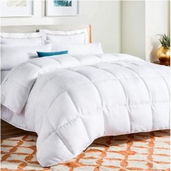 OWLEASY All-Season White Down Alternative Quilted Comforter - Corner Duvet Tabs - Hypoallergenic - Plush Microfiber Fill