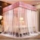 OVGF 4 Corners Lightproof Bed Curtain - LightPink Bed Canopy for Girls - Solid Color Mosquito Net 
