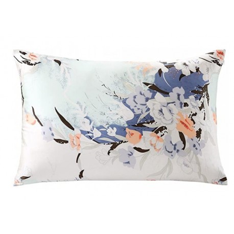 OUWENYUN 100% Natural Silk Pillowcase for Hair and Skin Health, Floral Print,1pc (Standard 20''x26'', pattern7)