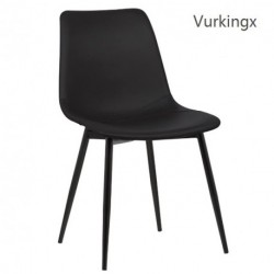 Vurkingx Monte Dining Chair in Black Faux Leather and Black Powder Coat Finish