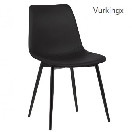 Vurkingx Monte Dining Chair in Black Faux Leather and Black Powder Coat Finish
