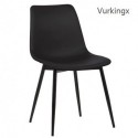 Vurkingx Monte Dining Chair in Black Faux Leather and Black Powder Coat Finish