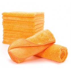 OUMEK Multi Purpose Microfiber Cloth Cleaning Towels: 16" L x 16" W, Yellow, Pack of 12