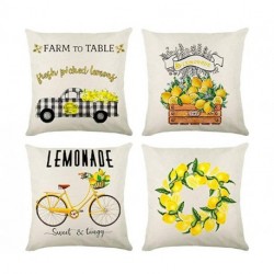 OTRC 4PCS Lemon Throw Pillow Covers,18x18 Inch Farmhouse Lemon Pillow Case,Cotton Linen Lemon Pillowcase for Home Decor,Sofa Couch,Car,Bed