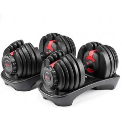 ZTUNNI SelectTech 552 Version 2 | Two Adjustable Medium Dumbbells | Black, Red & Grey