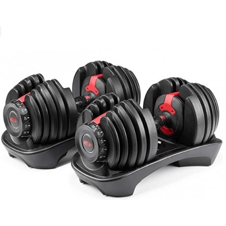 ZTUNNI SelectTech 552 Version 2 | Two Adjustable Medium Dumbbells | Black, Red & Grey