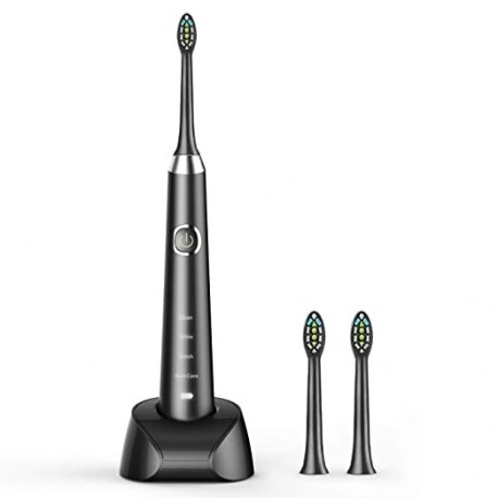 OJEEPSIN Sonic Electric Toothbrush for Adults, USB Rechargeable, 4 Modes with Build in 2 Mins Timer, Whitening Cleaning Soft Bristle, 4 Hours Charge Minimum 30 Days Use, Dentists Recommend, Waterproof Black