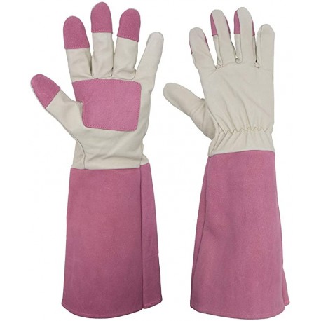 OHREY Gardening Gloves, Thornproof Long Gauntlet Gloves, Pigskin Leather - Breathable & Durability (Large) 