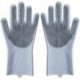 OHHANI Magic Silicone Gloves Reusable Wash Scrubber Heat Resistant Cleaning Tool Great for Household, Dishwasher, Washing The Car, Pet Hair Care and Massage a Pair Gray