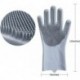 OHHANI Magic Silicone Gloves Reusable Wash Scrubber Heat Resistant Cleaning Tool Great for Household, Dishwasher, Washing The Car, Pet Hair Care and Massage a Pair Gray