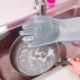 OHHANI Magic Silicone Gloves Reusable Wash Scrubber Heat Resistant Cleaning Tool Great for Household, Dishwasher, Washing The Car, Pet Hair Care and Massage a Pair Gray