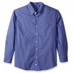 OAKKEEYS Men's Button Down Long Sleeve Stretch Performance Gingham Shirt 