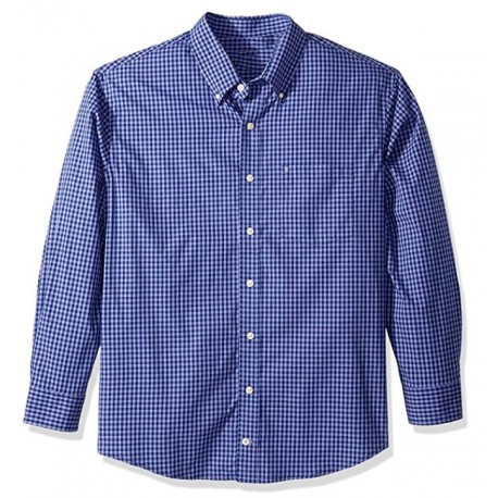 OAKKEEYS Men's Button Down Long Sleeve Stretch Performance Gingham Shirt 