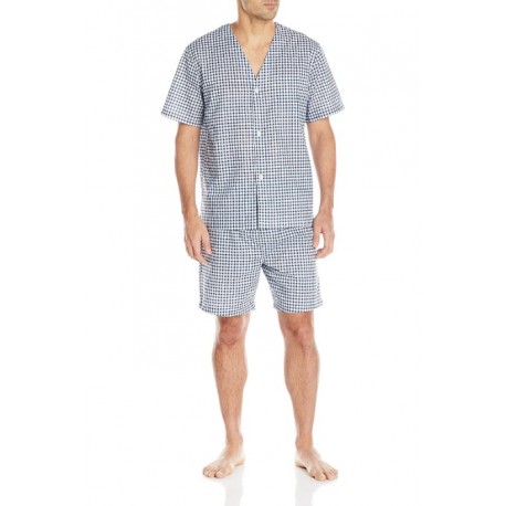 HAIJUN Men's Broadcloth Short Sleeve Pajama Set