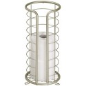 OGXOSN Decorative Metal Free Standing Toilet Paper Holder Stand with Storage for 3 Rolls of Toilet Tissue - for Bathroom/Powder Room - Holds Mega Rolls - Satin