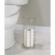 OGXOSN Decorative Metal Free Standing Toilet Paper Holder Stand with Storage for 3 Rolls of Toilet Tissue - for Bathroom/Powder Room - Holds Mega Rolls - Satin