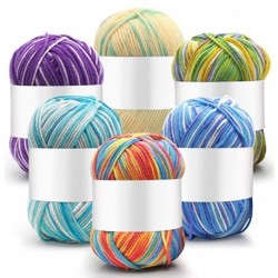 keeya 6 Pieces 50 g Crochet Yarn Multi-Colored Acrylic Knitting Yarn Hand Knitting Yarn Weaving Yarn Crochet Thread