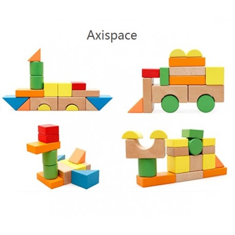 Axispace  Large Wooden Blocks Construction Building Toys Set Stacking Bricks Board Games 32 Pieces
