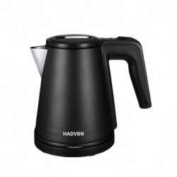 HADVBN 1.7L Double Wall & Low Noise Electric Kettle with 100% Stainless Steel Inner Pot and Lid. Cool Touch & BPA Free. 1500W Fast Boil. Cordless with Auto Shut-Off & Boil Dry Protection. Black