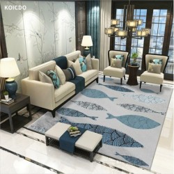 KOICDO  Maggie Blue Modern Geometric Dots & Boxes Pattern Area Rug 5x7 (5'3" x 7'3")